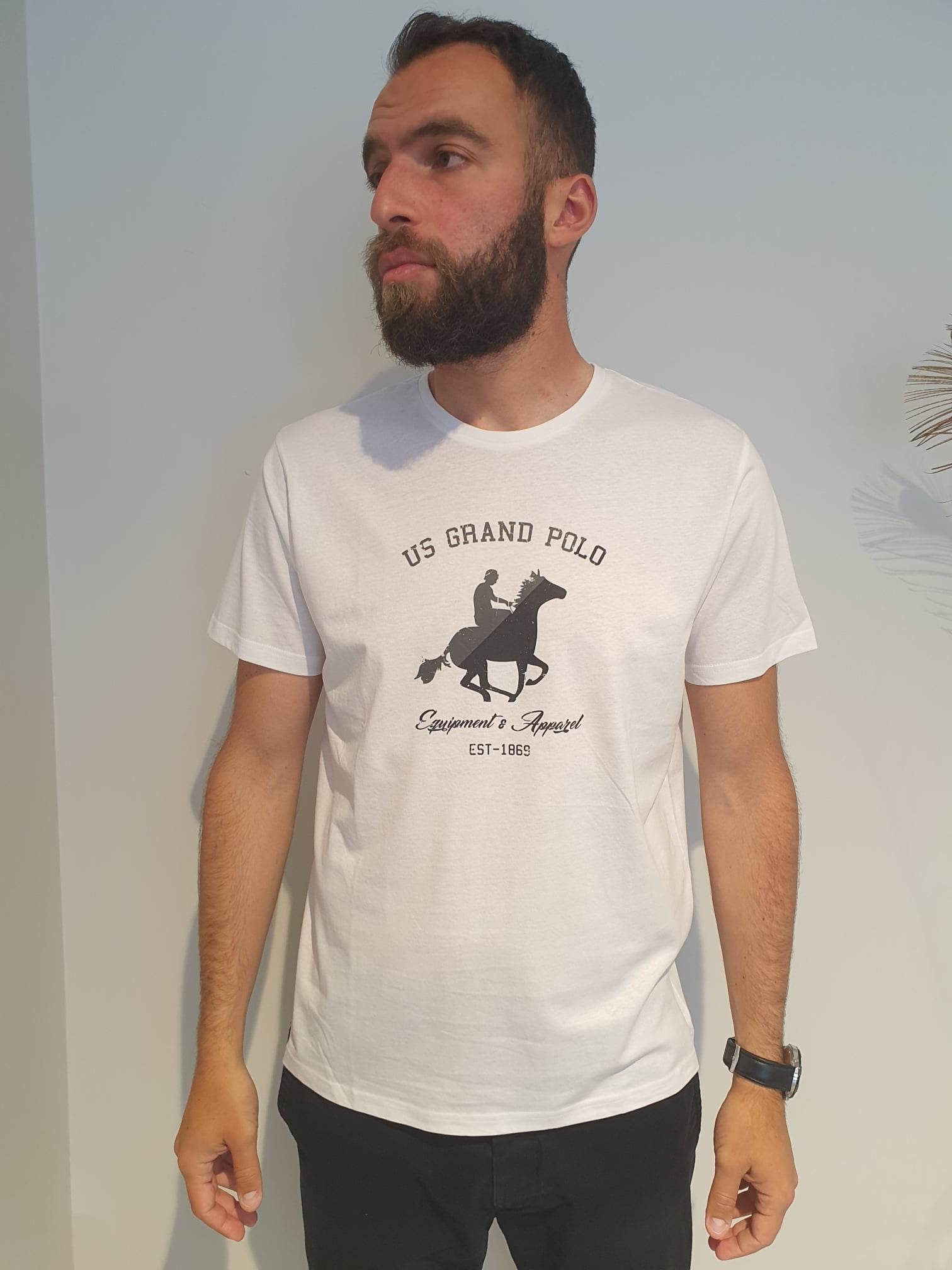 Ανδρικό T-shirt US GRAND POLO Λευκό