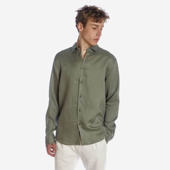 Men's Linen Shirt Brokers Khaki